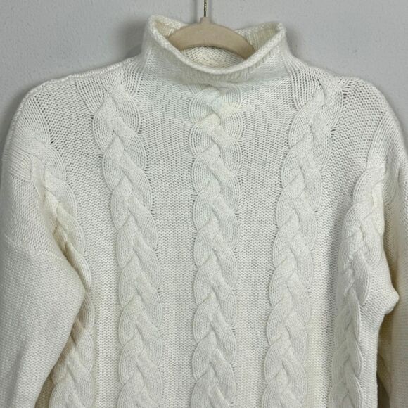 Madewell Ivory Cable Knit Wool Blend Sweater S - Picture 2 of 7